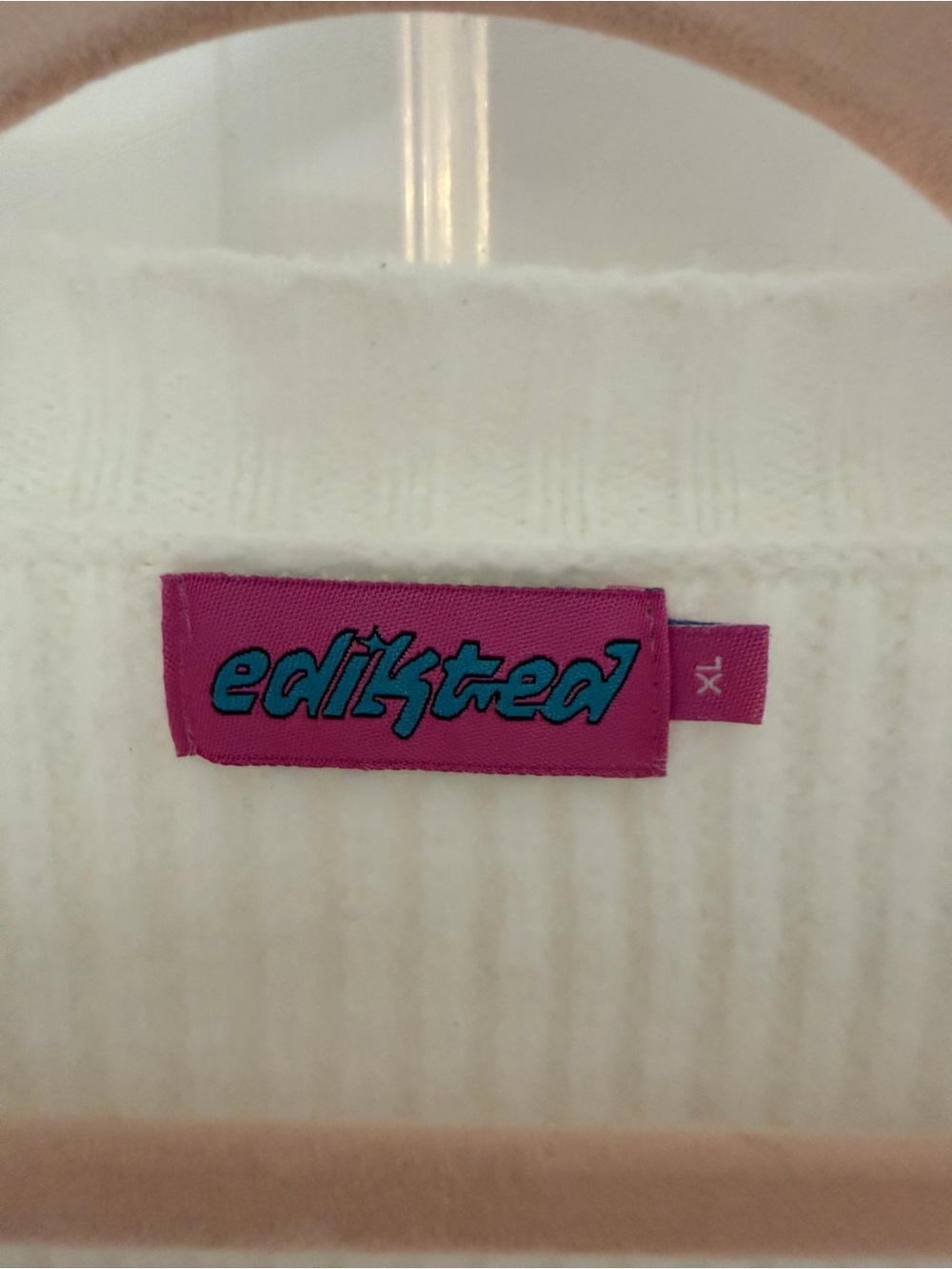 Edikted Cream Ribbed V-Neck Button Cardigan - Picture 3 of 3